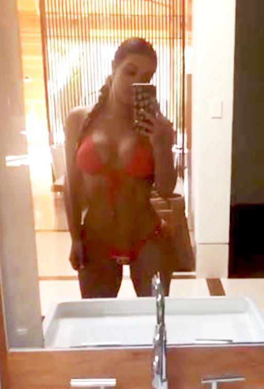  Kim wore a Chanel red string bikini