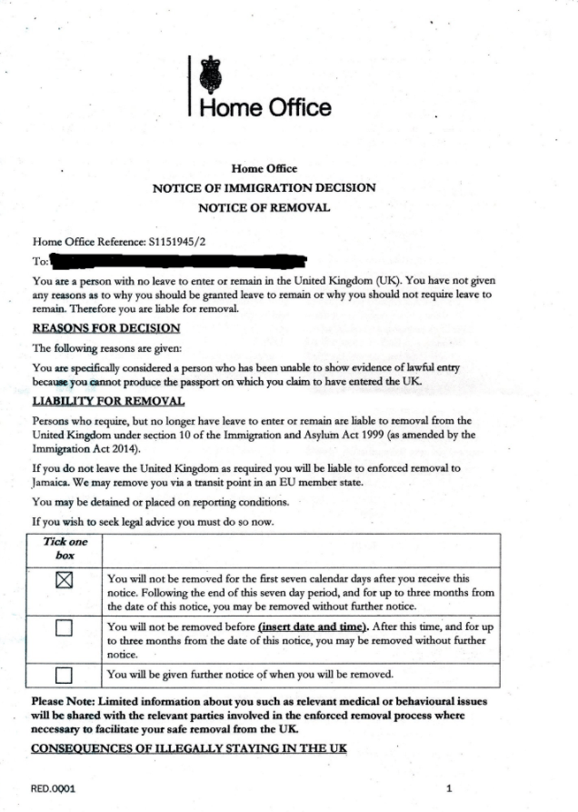  The letter David Lammy revealed from the Home Office