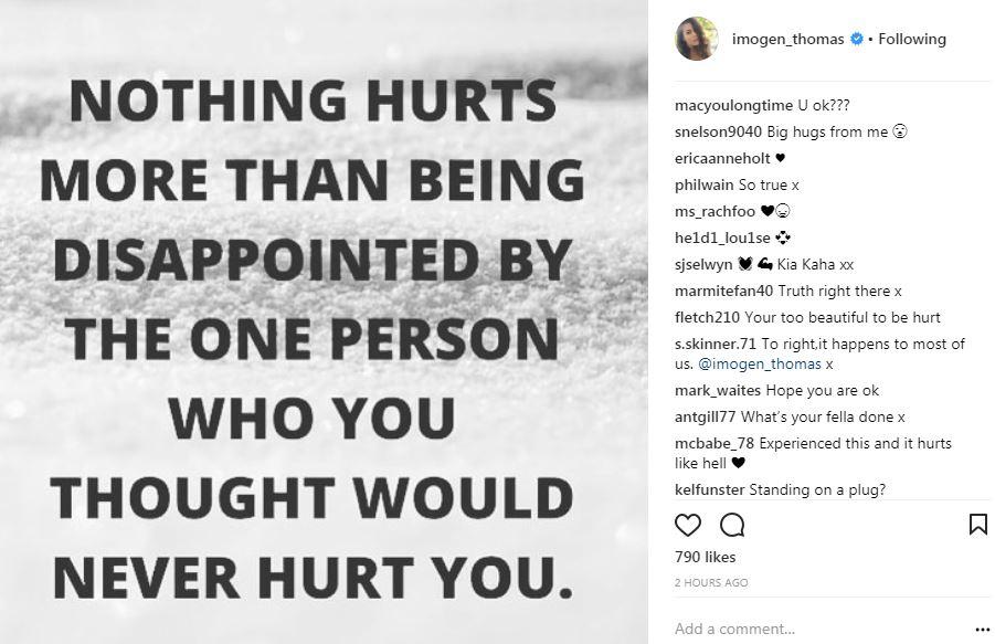  Imogen shared this message about being hurt