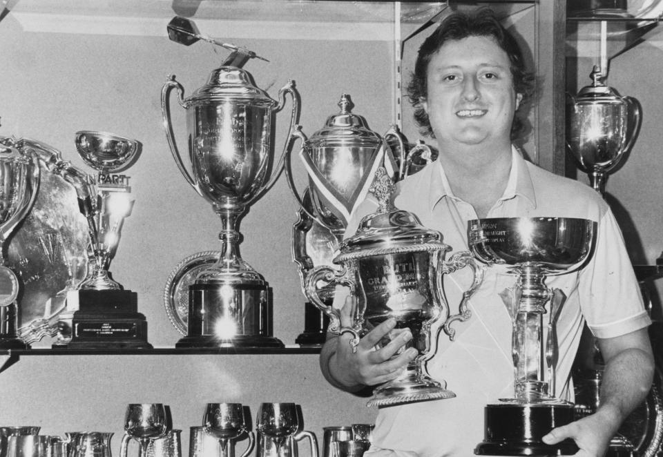  Eric with his extensive trophy cabinet in 1987