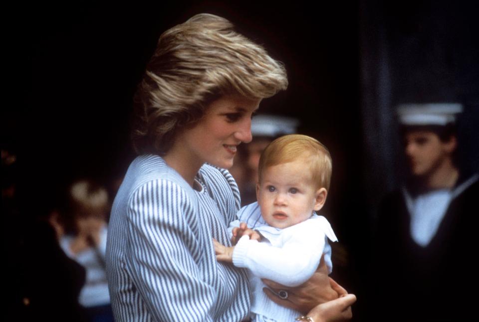  A flame-haired Prince Harry stares in bewilderment at a horde of royal admirers