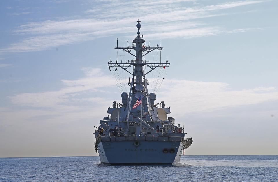 The Arleigh Burke-class guided missile destroyer is lurking off the Syrian coast 