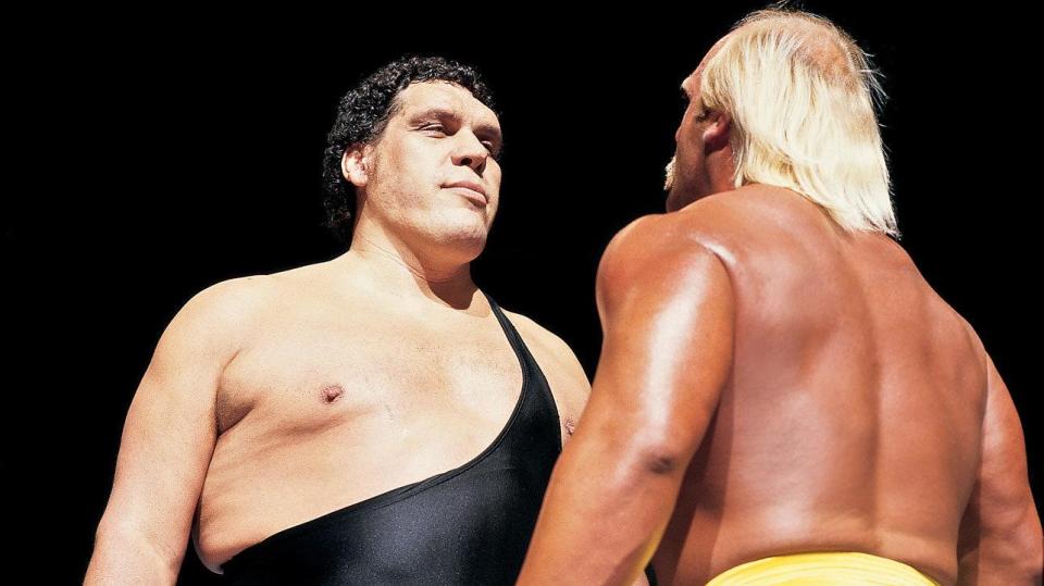  The iconic stare-down between the Giant and Hulk Hogan