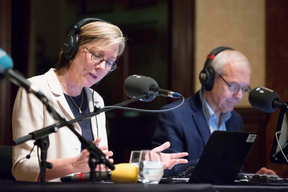  Sarah Montague with former co-presenter John Humphrys on the Today programme