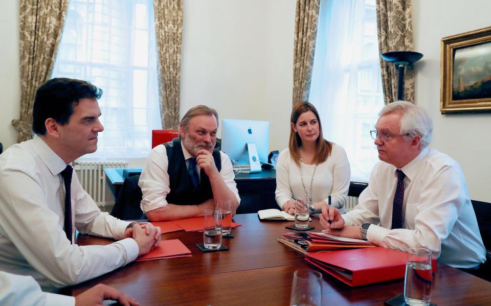  Brexit negotiators, Olly Robbins, left, David Davis, far right