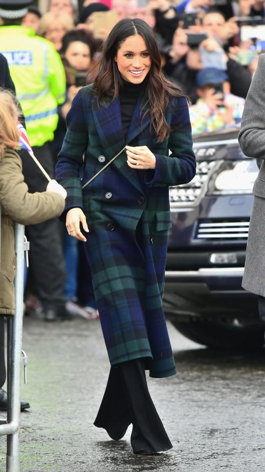  Meghan's nod to Scotland Heritage with tartan coat for the Edinburgh Castle Visit, February 2018