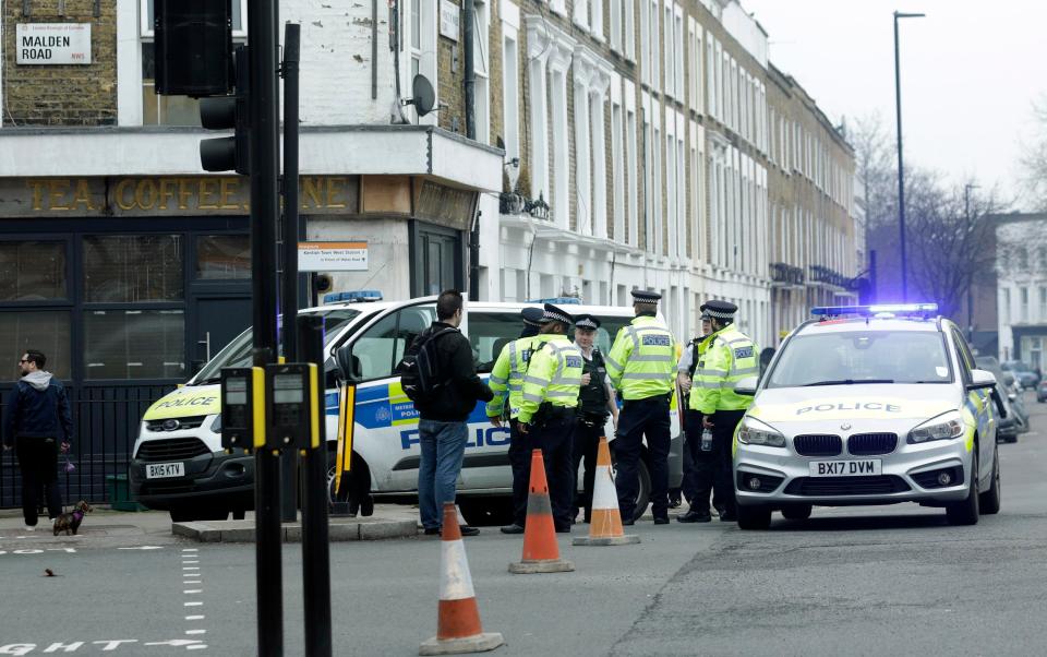  Police at the scene of a fatal stabbing