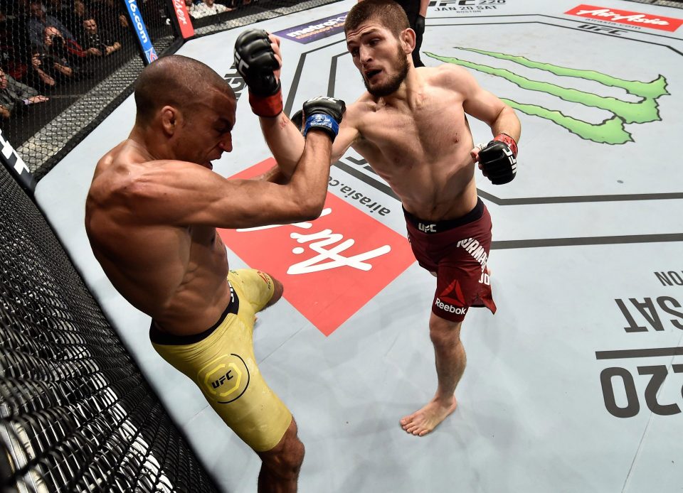 Russian star Khabib Nurmagomedov punches Brazilian Edson Barboza in their lightweight bout at UFC 219 - but is also hitting out verbally away from the ring 