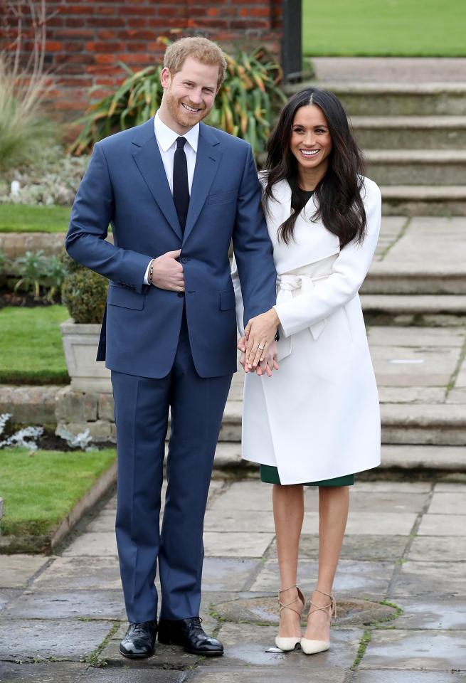  Meghan wearing Canadian brand Line the Label cream coat for the Royal Engagement Press Announcement, 2017