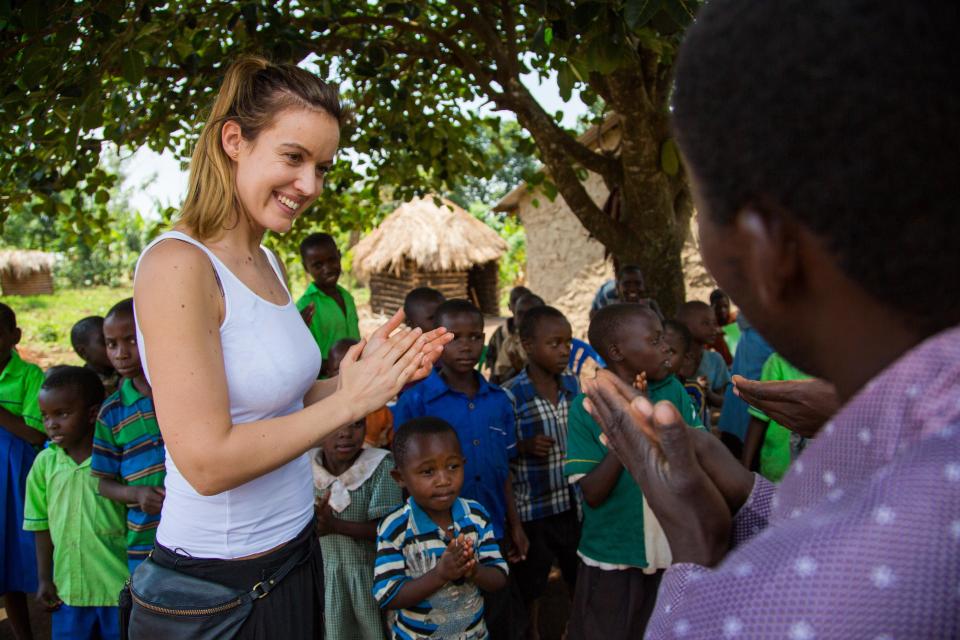  Charlie Webster meets kids in Ugandan village