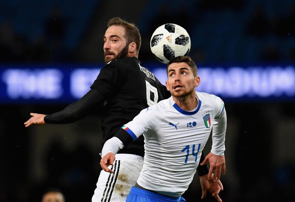 City and United watched Jorginho during Italys friendly against Argentina