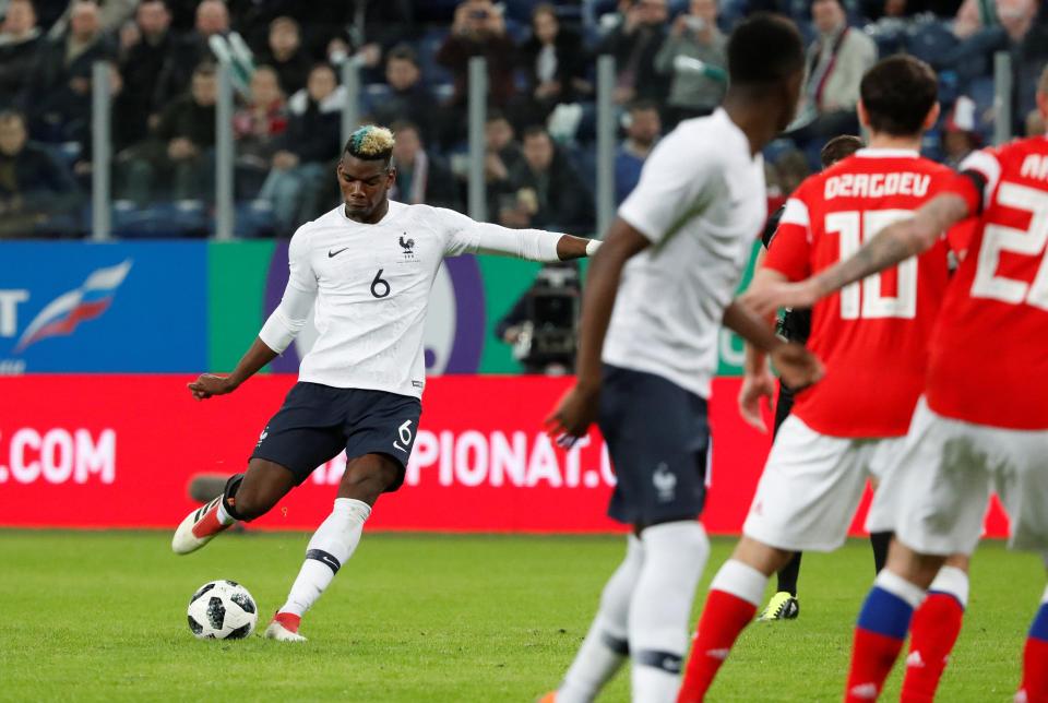  Paul Pogba scored a long-range free-kick for France against Russia