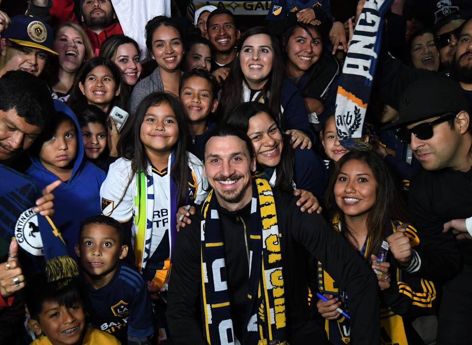  Ibra was mobbed by fans when he signed for LA Galaxy