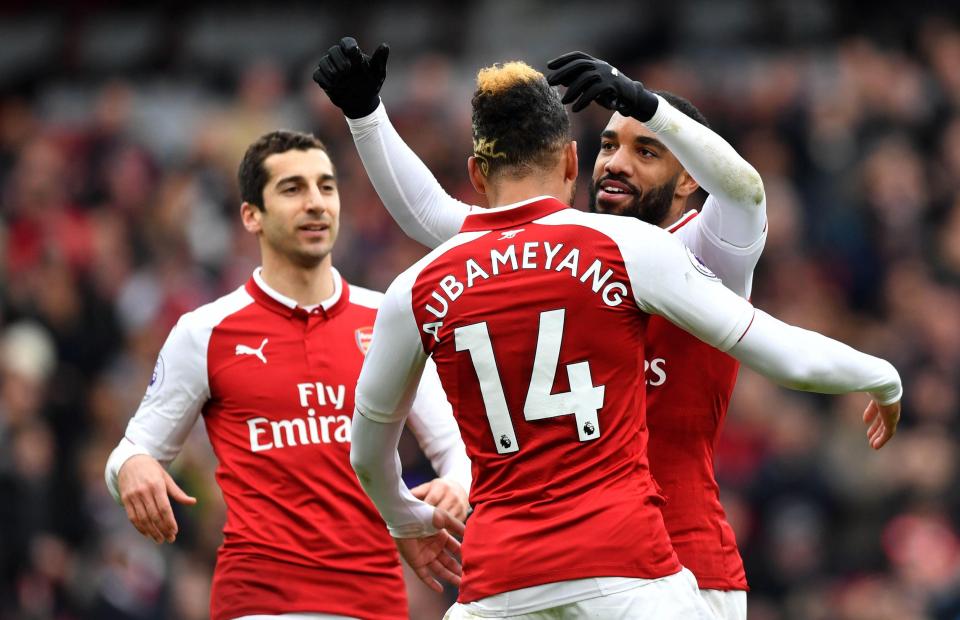  Aubameyang and Lacazette were both on the scoresheet against Stoke