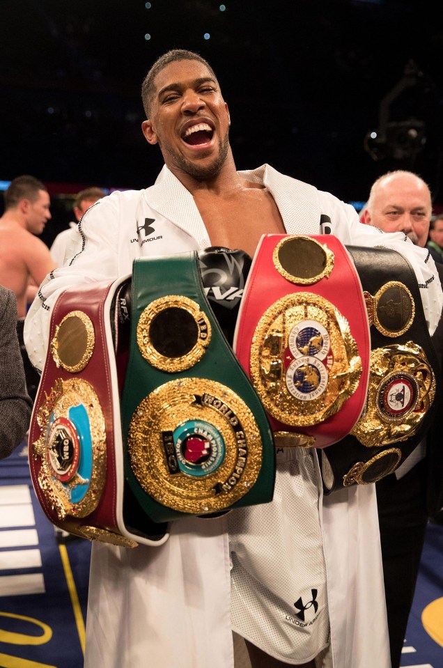 Anthony Joshua now holds four world titles, which seemingly David Haye has his eyes on