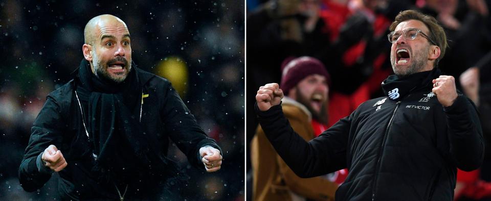  Manchester City chief Pep Guardiola and Liverpool manager Jurgen Klopp will lock horns for the third time this season, with one exciting victory apiece