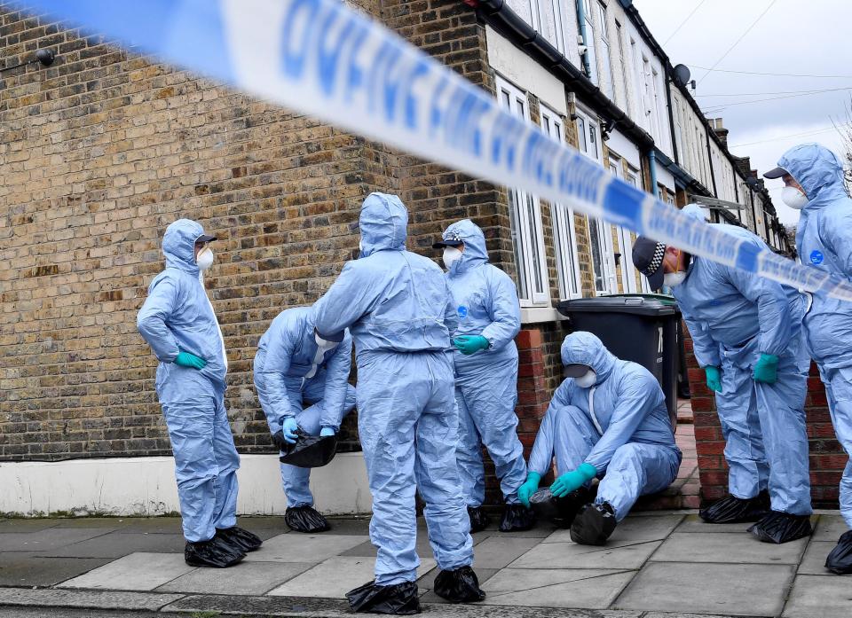  Forensic officer at work at the scene of a shooting in Tottenham this morning