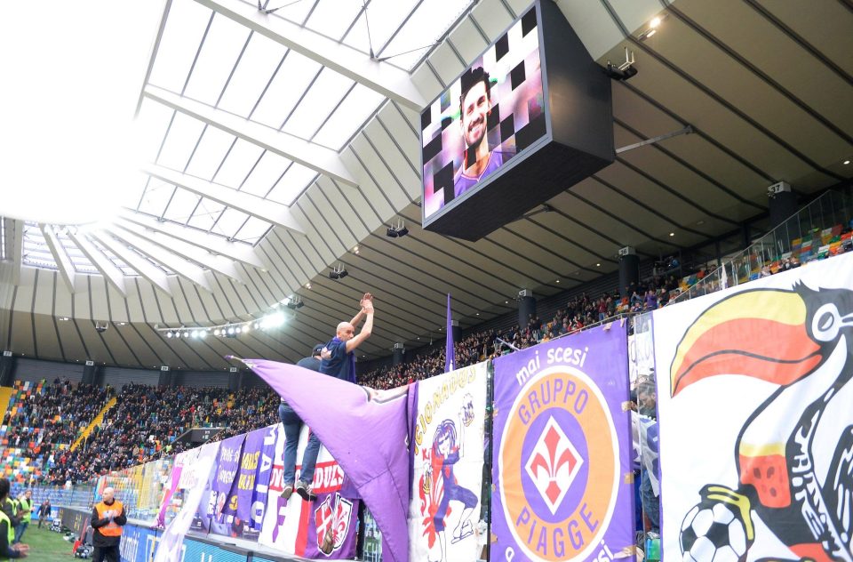 Davide Astori's face is beamed on screen on 13 minutes at Udinese