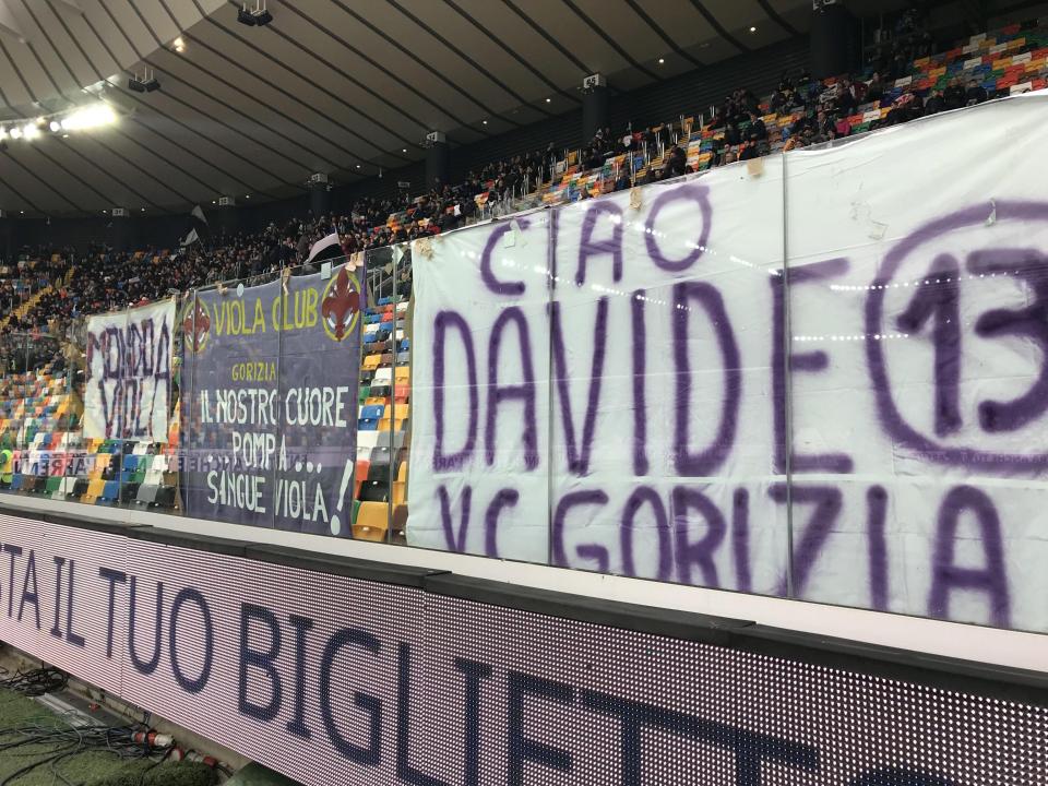 Fiorentina and Udinese supporters pay their respects to Davide Astori