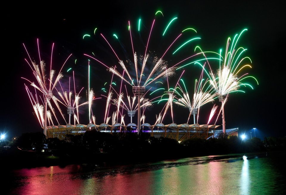  The night sky on the Queens Coast was lit by fireworks to signal the start of the games