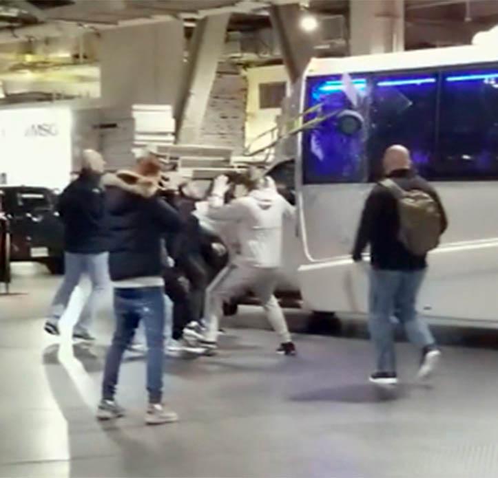 Conor McGregor smashes a bus window during bust up with Khabib Nurmagomedov