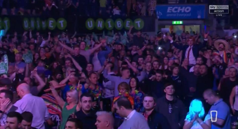 Echo Arena crowd joins in unison to sing 'There's only one Eric Bristow'