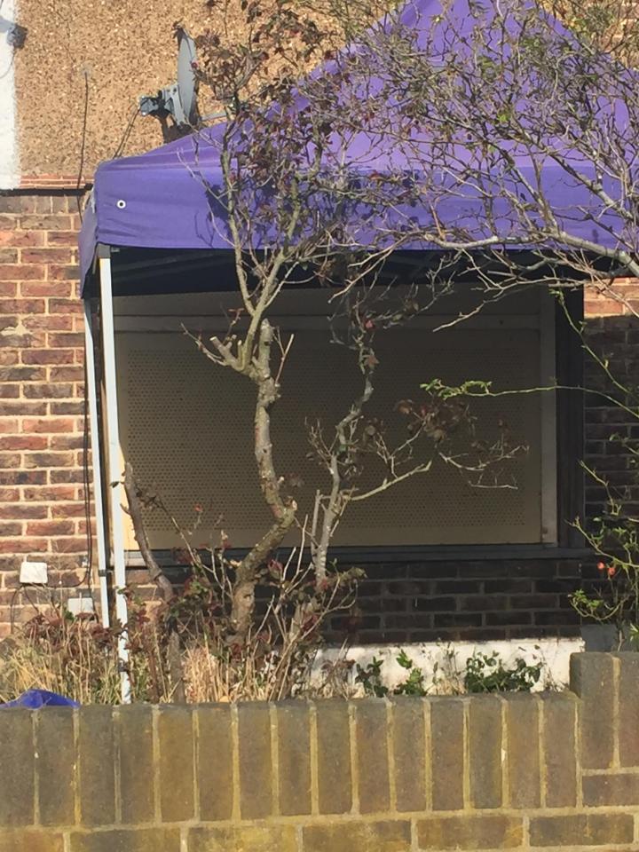  The windows of the home have been boarded up