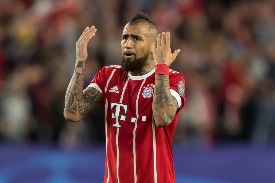 Arturo Vidal is set to miss Bayern Munich's Champions League clash with Real Madrid