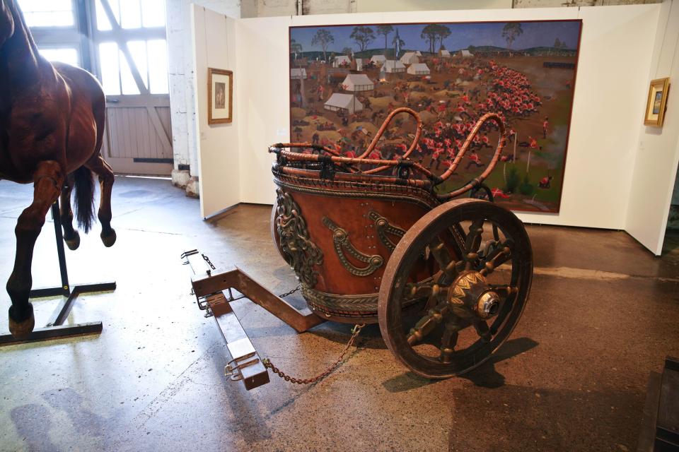  Russell turned up at the auction, where he is selling items including this chariot from this film Gladiator