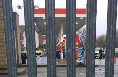 An image posted on Twitter shows the Esso petrol station forecourt where the man died