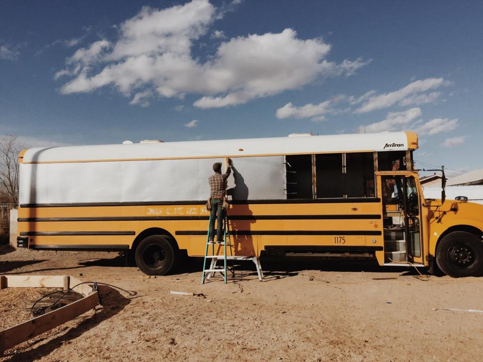 This £31k converted school bus that now acts as a mobile home for a family of five