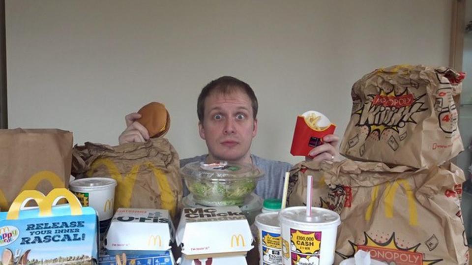  YouTuber Mike Jeavons, above, managed to lose 5lbs after eating McDonald's fast food for seven days