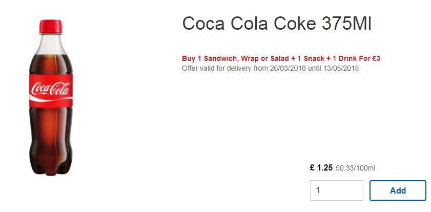  The smaller bottle of coke is now part of the meal deal