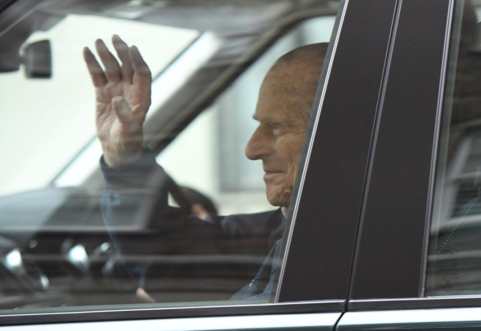 The Duke was seen waving at well-wishers outside hospital