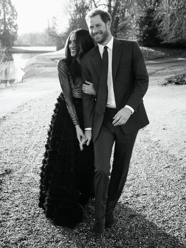  Meghan wearing designer couture gown for the Official Engagement photos, December 2017