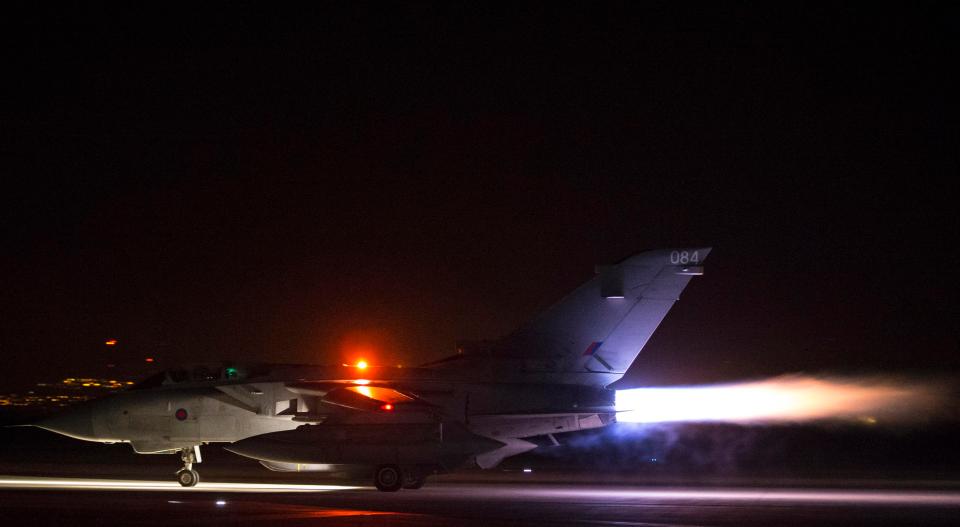 RAF jets fired torpedoes on war-torn Syria yesterday as part of a US-led retaliation to Syrian butcher Bashar al-Assad chemical weapons attack