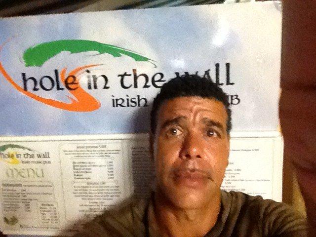  Sports pundit Chris Kamara outside his Tenerife Hole in the Wall