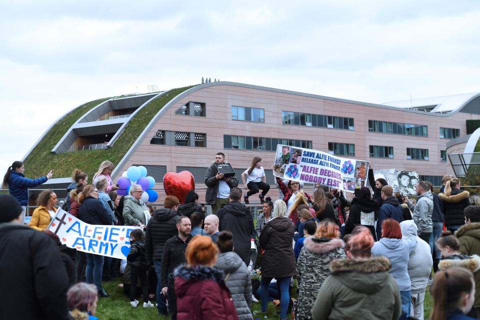  Supporters of 'Alfie's Army' chanted 'get him out' as they gathered outside the Liverpool hospital shortly after the verdict