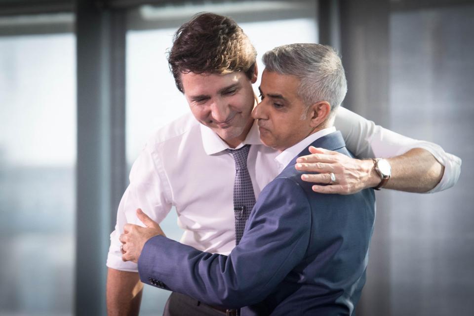  Bromance? London Mayor Sadiq Khan had his arms around the Canadian PM