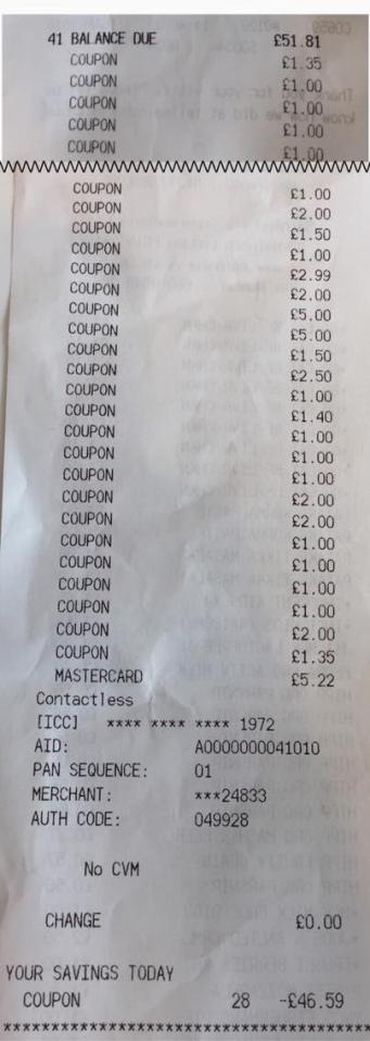 Jordon knocked off £46.59 from his shop in vouchers