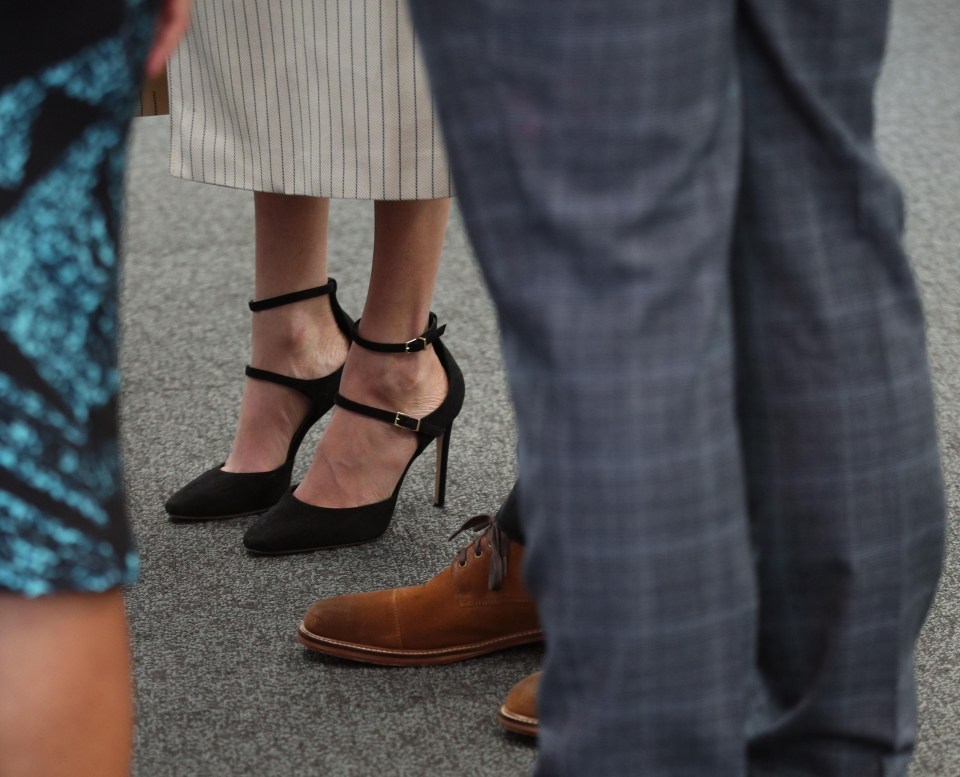 Markle wore a pair of her trademark heels, with this pair costing £334