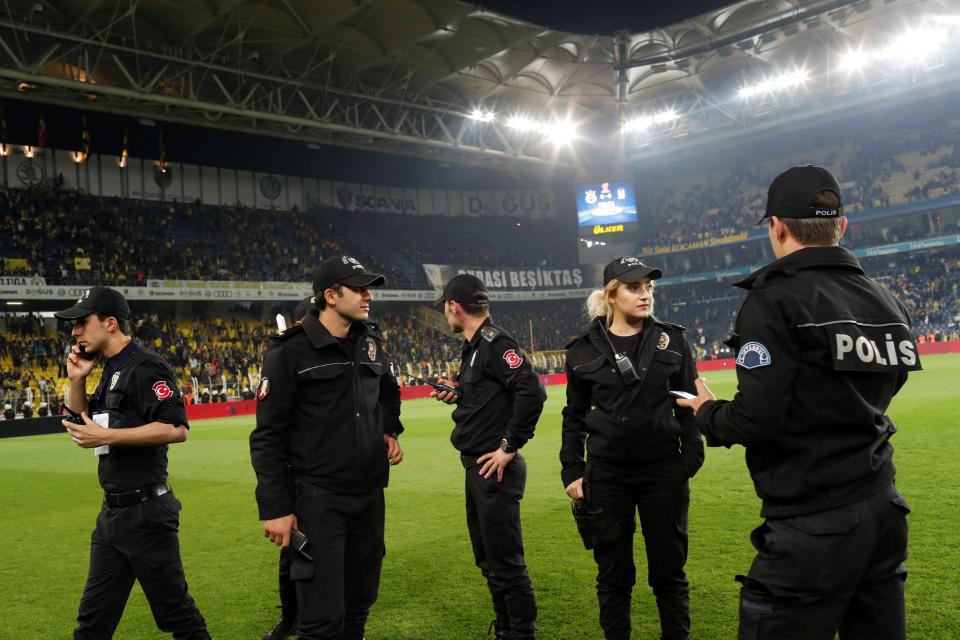  They took to the pitch as the violence broke out to try and restore order