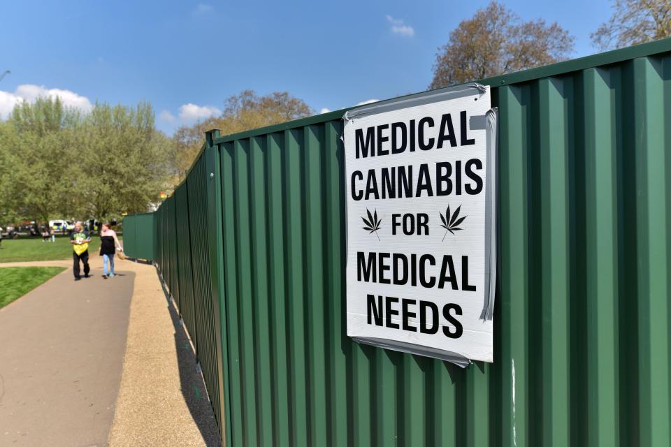  The peaceful protest is calling on the government to legalise medicinal cannabis