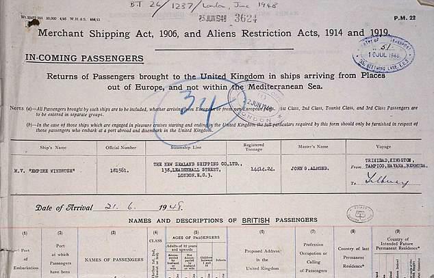  The ledger records all arrivals at British ports from the late 19th century until 1960