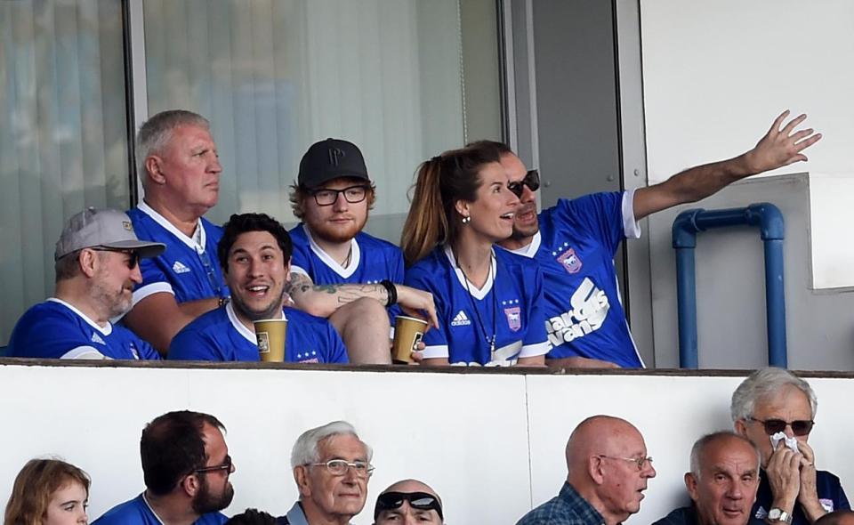  Ed Sheeran watching on at Portman Road