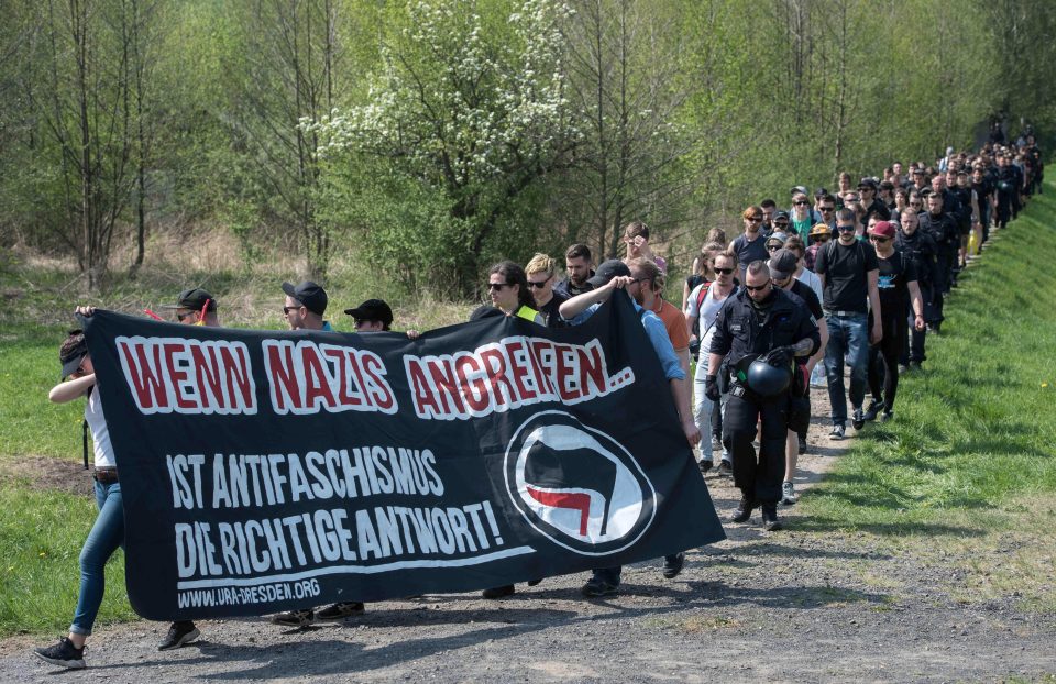  They chanted Nazi slogans and marched through the town with Eastern European fascists