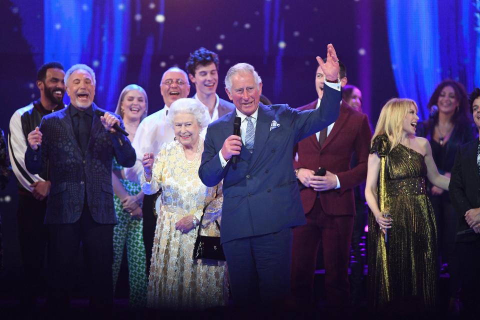  Prince Charles and The Queen appeared on stage at the end of the night