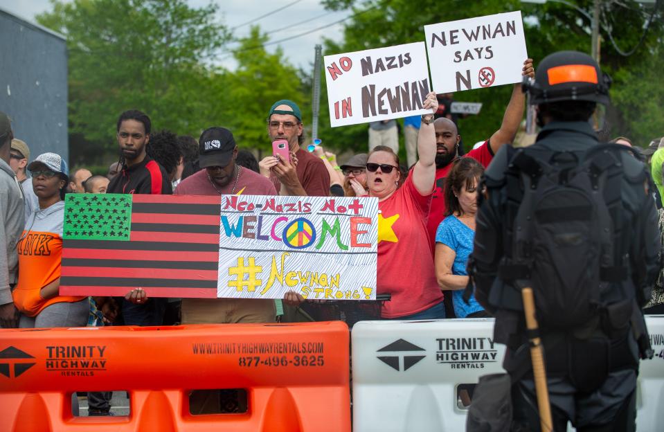  Several protesters said refugees are welcome