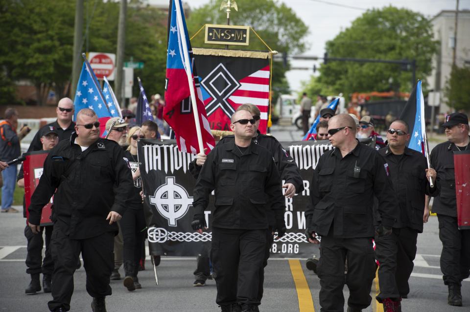  Ten were arrested after the rally, which was organised to celebrate Hitlers birthday