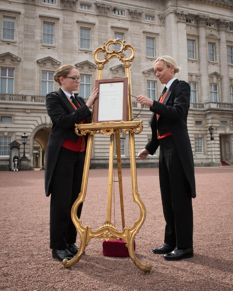 The formal notice was placed outside Buckingham Palace